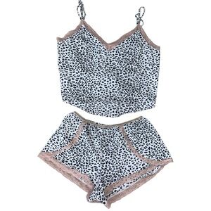 Victoria’s Secret Leopard Lace Trim Sleepwear Set